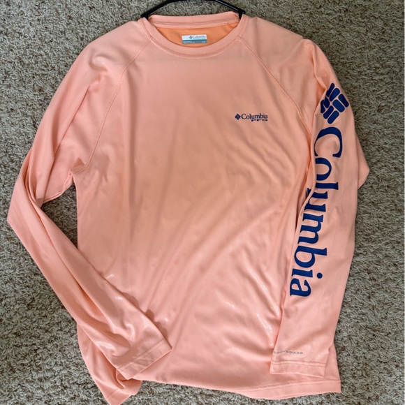 Columbia Coral Long Sleeve Shirt with Navy Logo - Picture 1 of 1